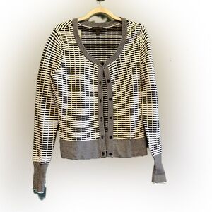 Worthington White & Black Textured Cardigan size small